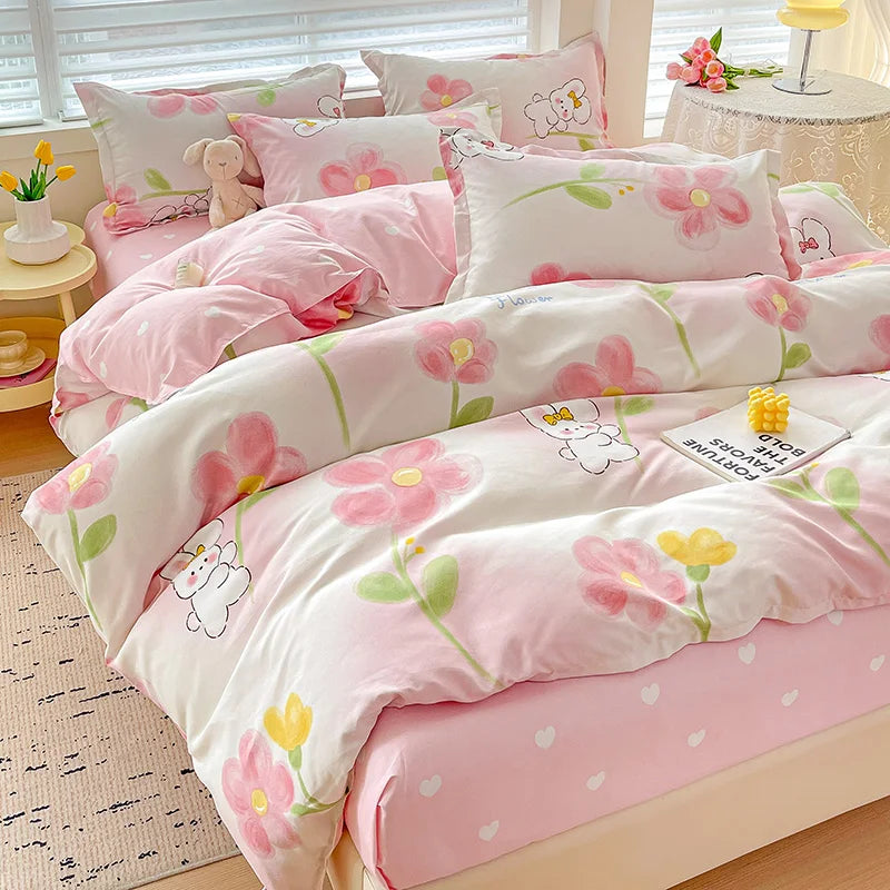 4-Piece Cotton Bedding Set – Fresh Girly Style Comforter Set
