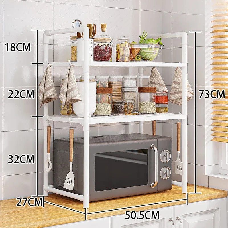 Multi-Layer Kitchen Storage Rack – Condiment & Microwave Organizer