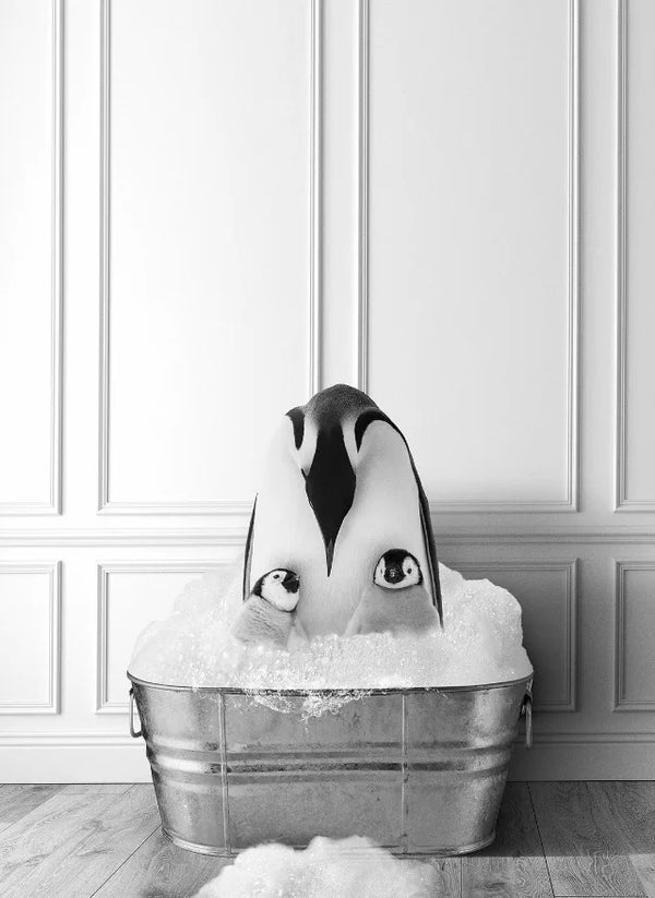 Animal Bath In Bathtub Poster Canvas