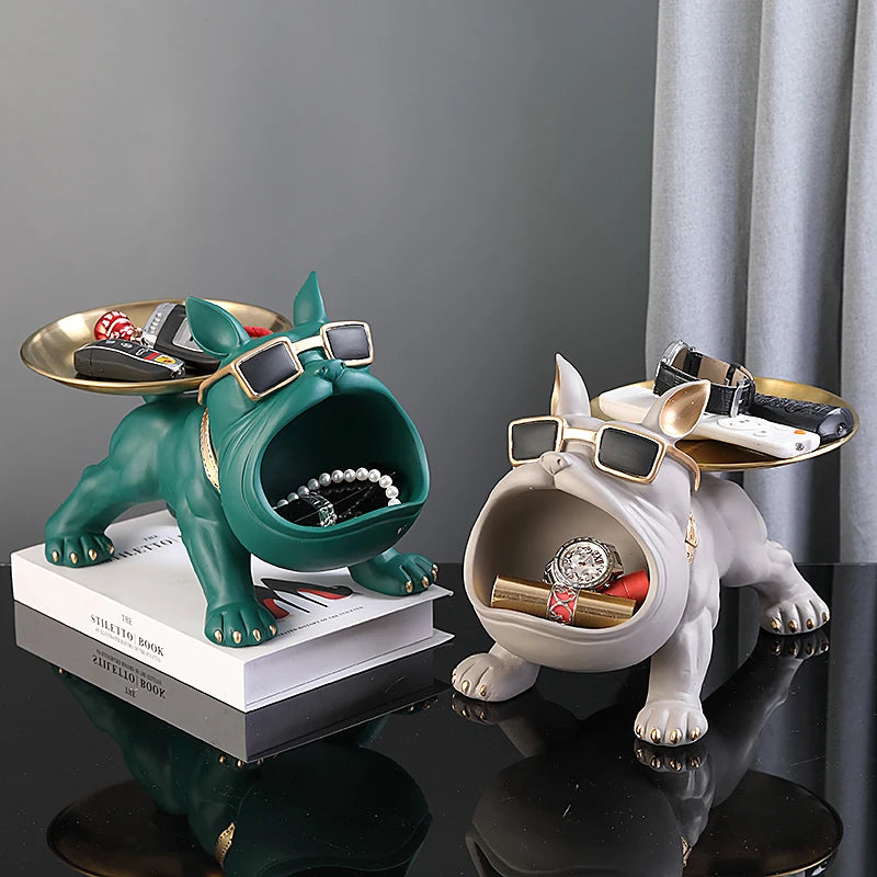 30cm Bulldog Figurine – Resin Dog Statue & Storage Box Ornament