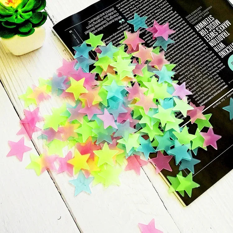 Glow-in-the-Dark Star Stickers – 3D Luminous Wall & Ceiling Decor