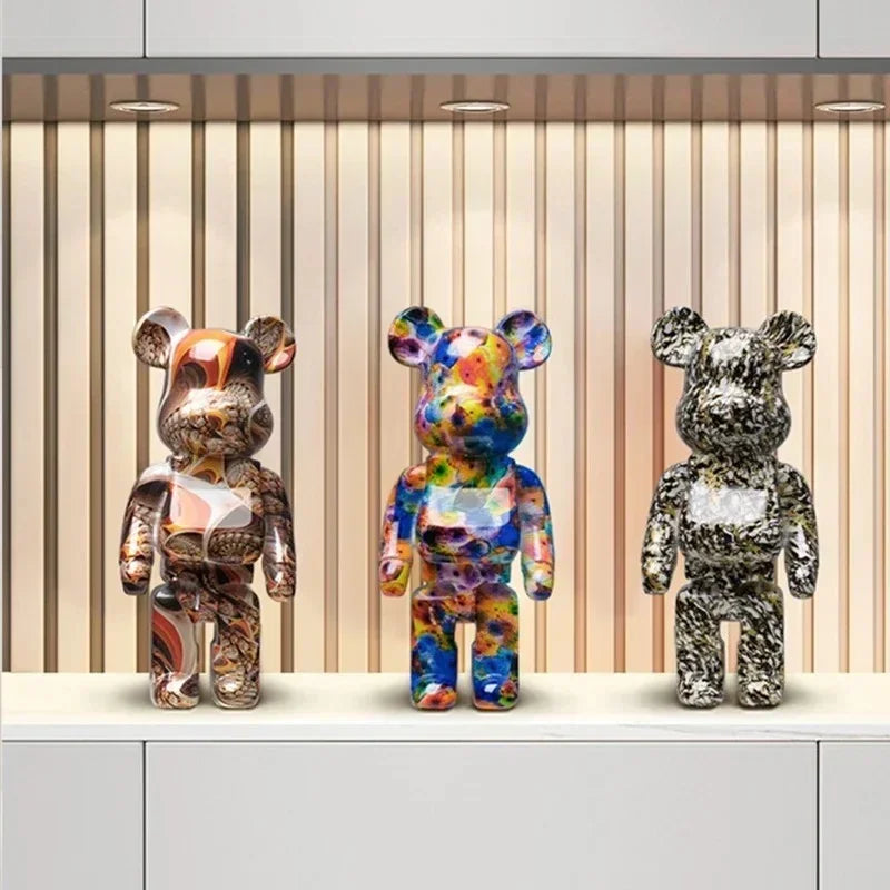 27cm Graffiti Bear Figurine – Abstract Home Decor & Money Jar