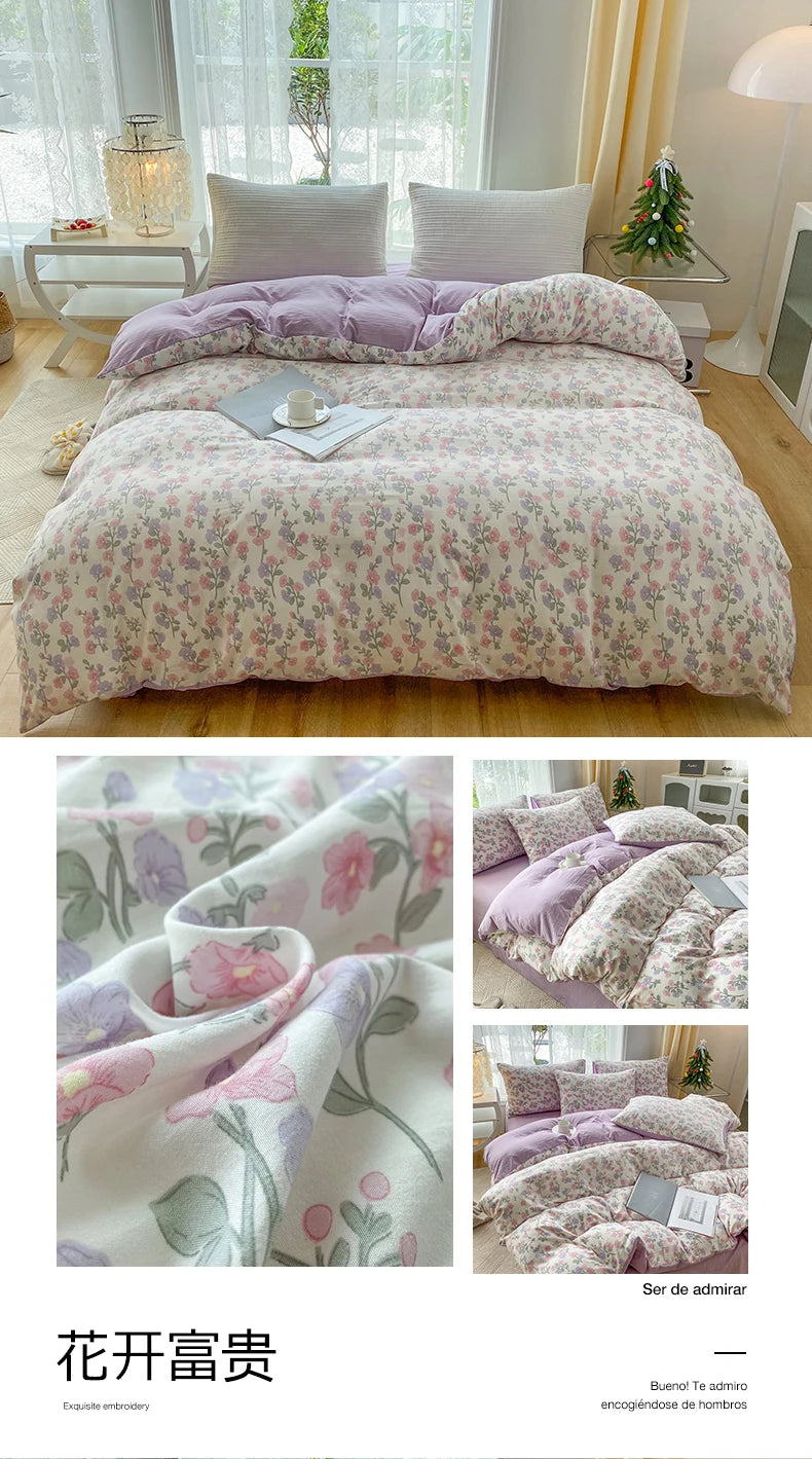 3-Piece Plant Print Duvet Set – Duvet Cover with Pillowcases