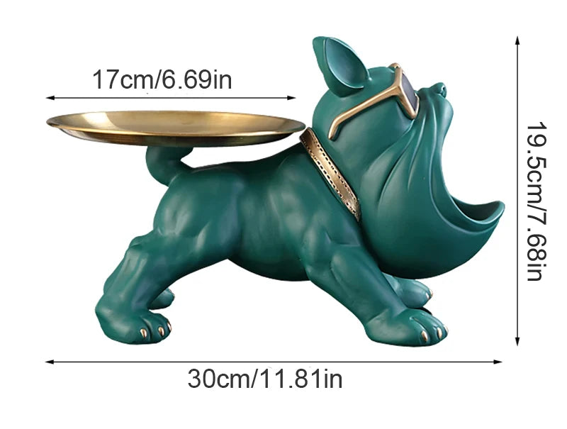30cm Bulldog Figurine – Resin Dog Statue & Storage Box Ornament