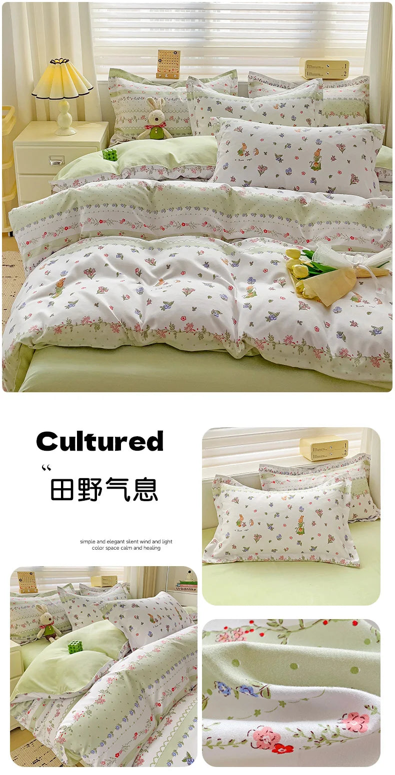 4-Piece Cotton Bedding Set – Fresh Girly Style Comforter Set