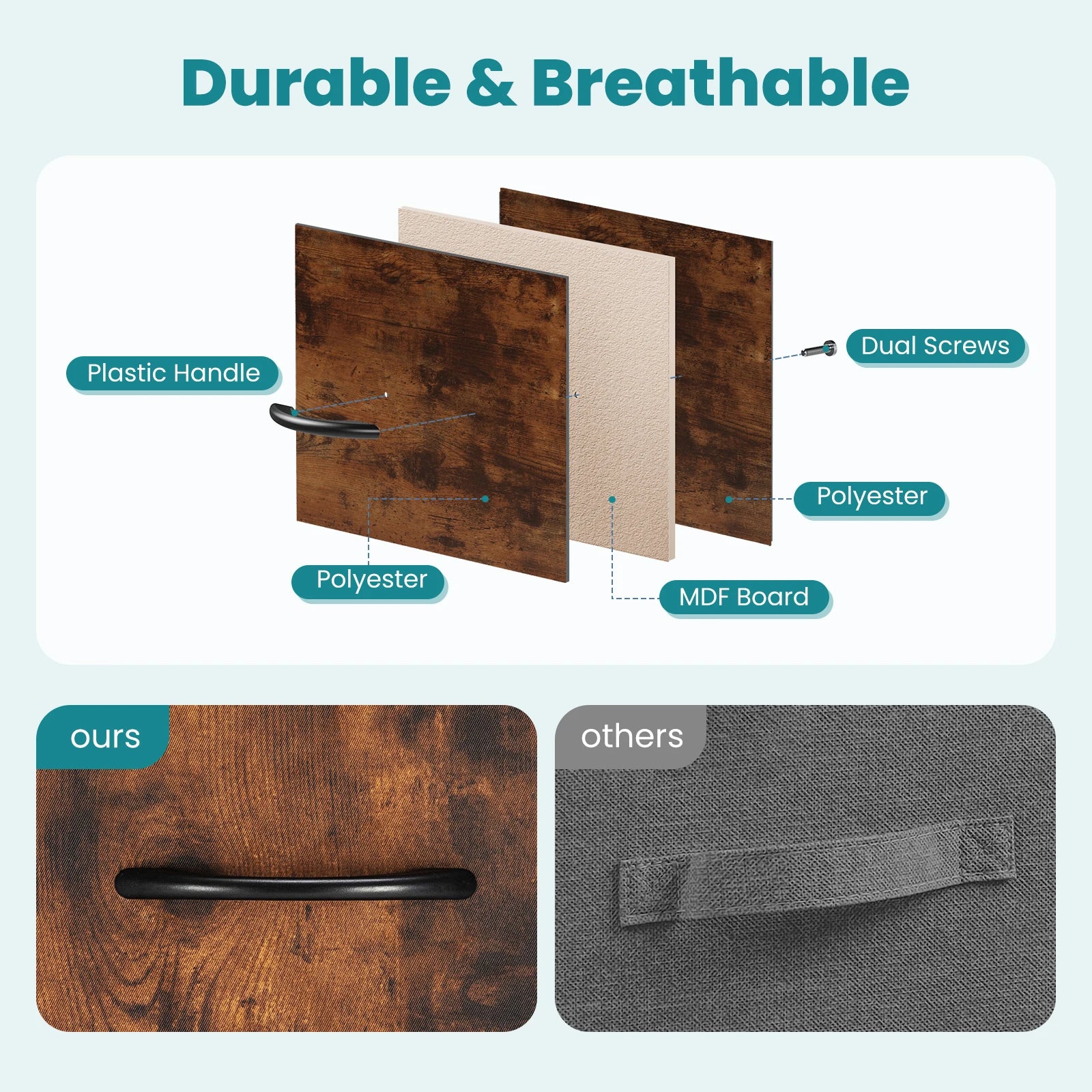 JHK 7-Drawer Fabric Storage Dresser