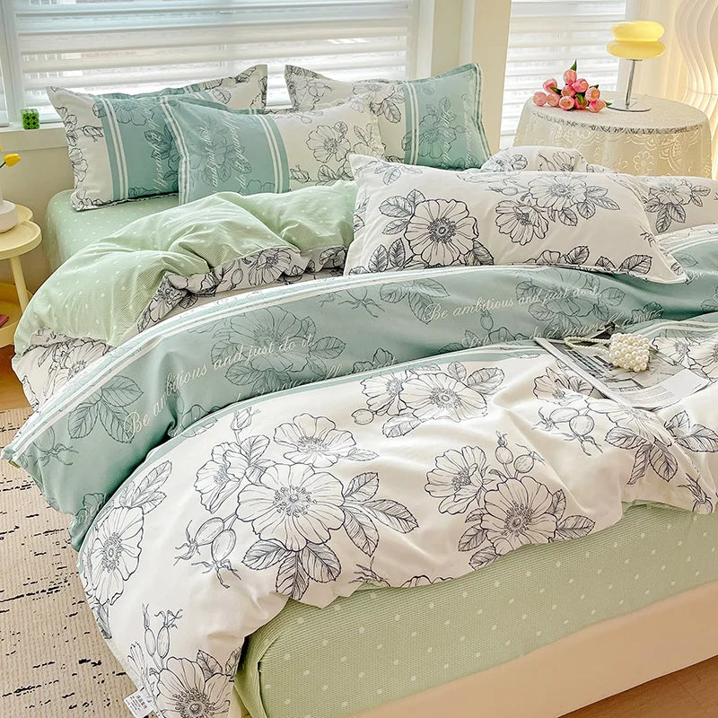 4-Piece Cotton Bedding Set – Fresh Girly Style Comforter Set