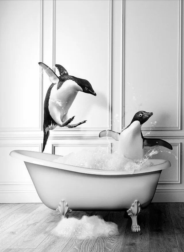 Animal Bath In Bathtub Poster Canvas