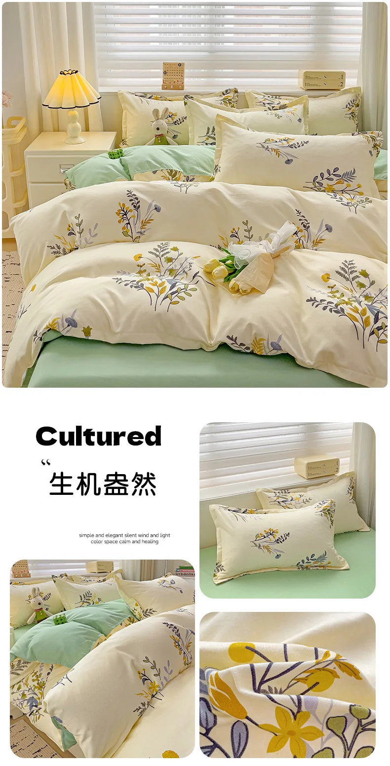 4-Piece Cotton Bedding Set – Fresh Girly Style Comforter Set