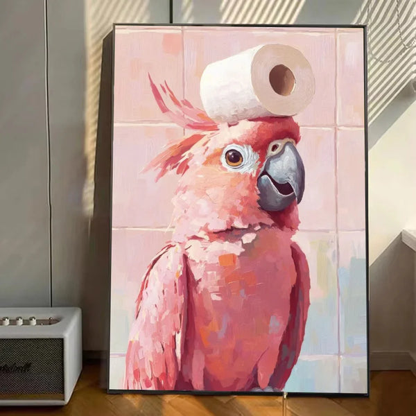 Cute Animal Canvas – Cat & Car Toilet Wall Art for Game Room