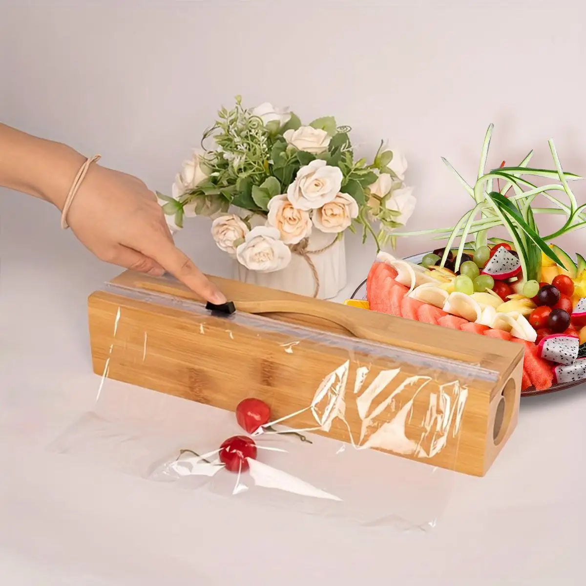 Bamboo Kitchen Wrap Dispenser – Foil & Cling Film Cutter Box