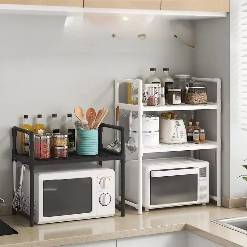 Multi-Layer Kitchen Storage Rack – Condiment & Microwave Organizer