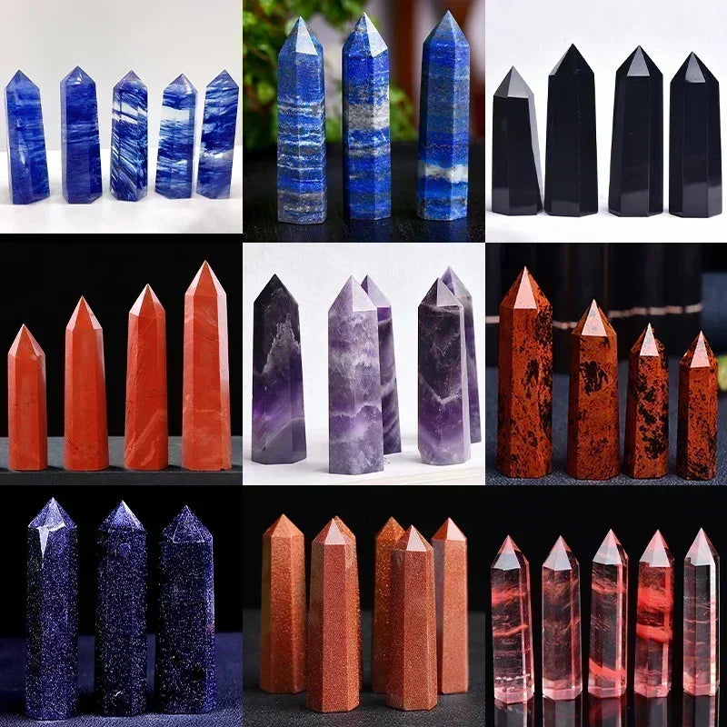 Natural Crystal Point Wands – Rose Quartz & Amethyst Mineral Decor