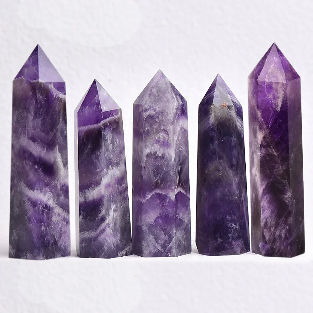 Natural Crystal Point Wands – Rose Quartz & Amethyst Mineral Decor