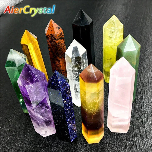 Natural Crystal Point Wands – Rose Quartz & Amethyst Mineral Decor