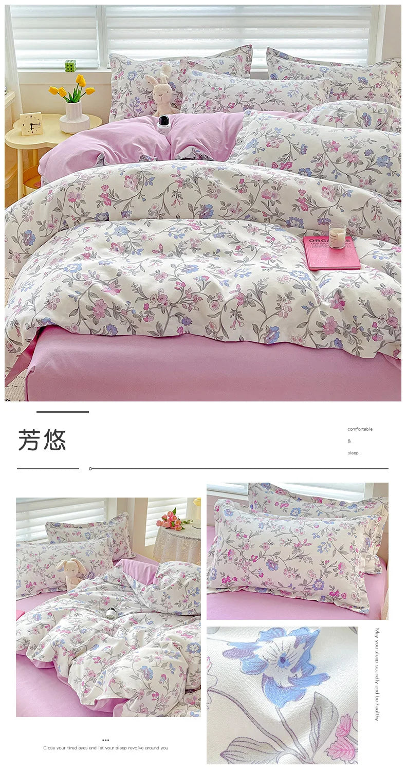4-Piece Cotton Bedding Set – Fresh Girly Style Comforter Set