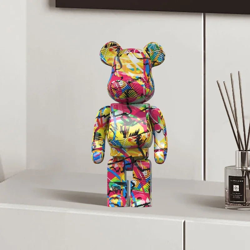 27cm Graffiti Bear Figurine – Abstract Home Decor & Money Jar