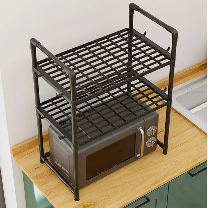 Multi-Layer Kitchen Storage Rack – Condiment & Microwave Organizer