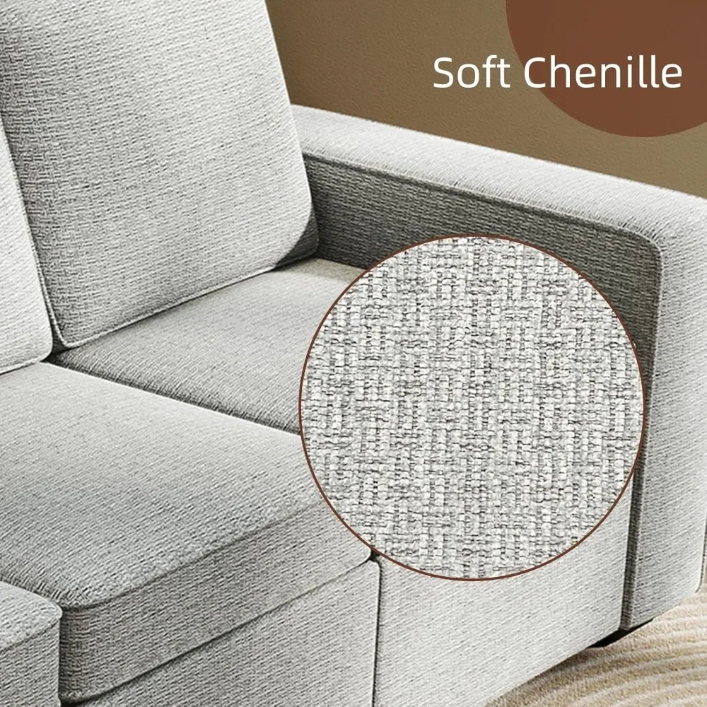 80" Modern 3-Seater Chenille Sofa