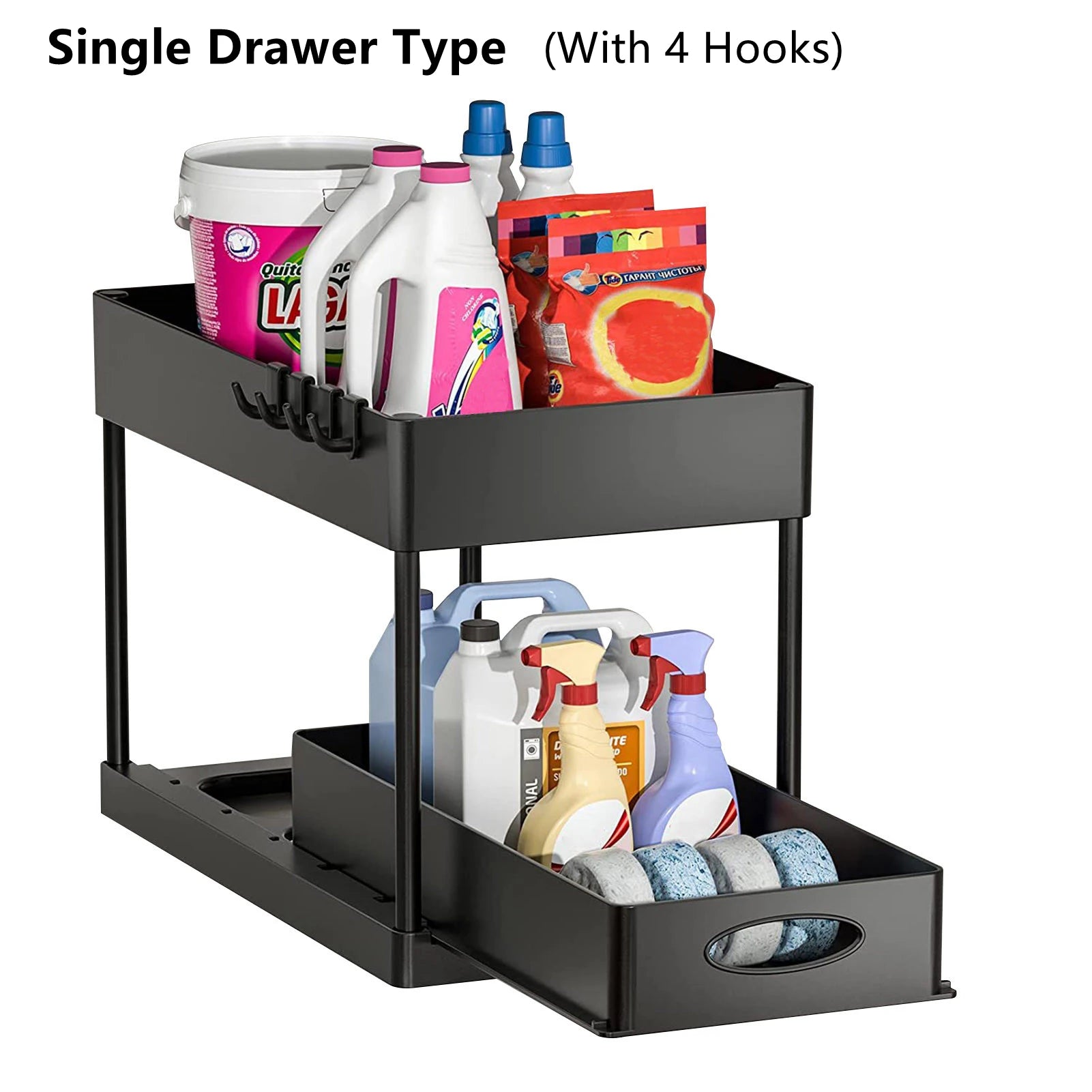 2-Tier Under Sink Sliding Organizer – Hanging Cabinet Storage Rack