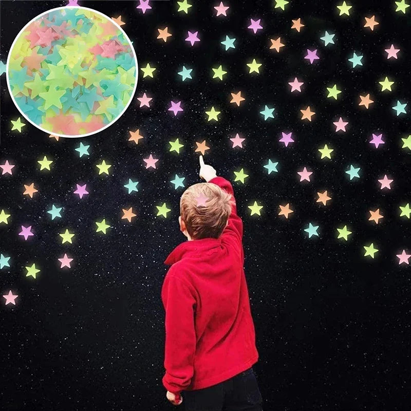 Glow-in-the-Dark Star Stickers – 3D Luminous Wall & Ceiling Decor
