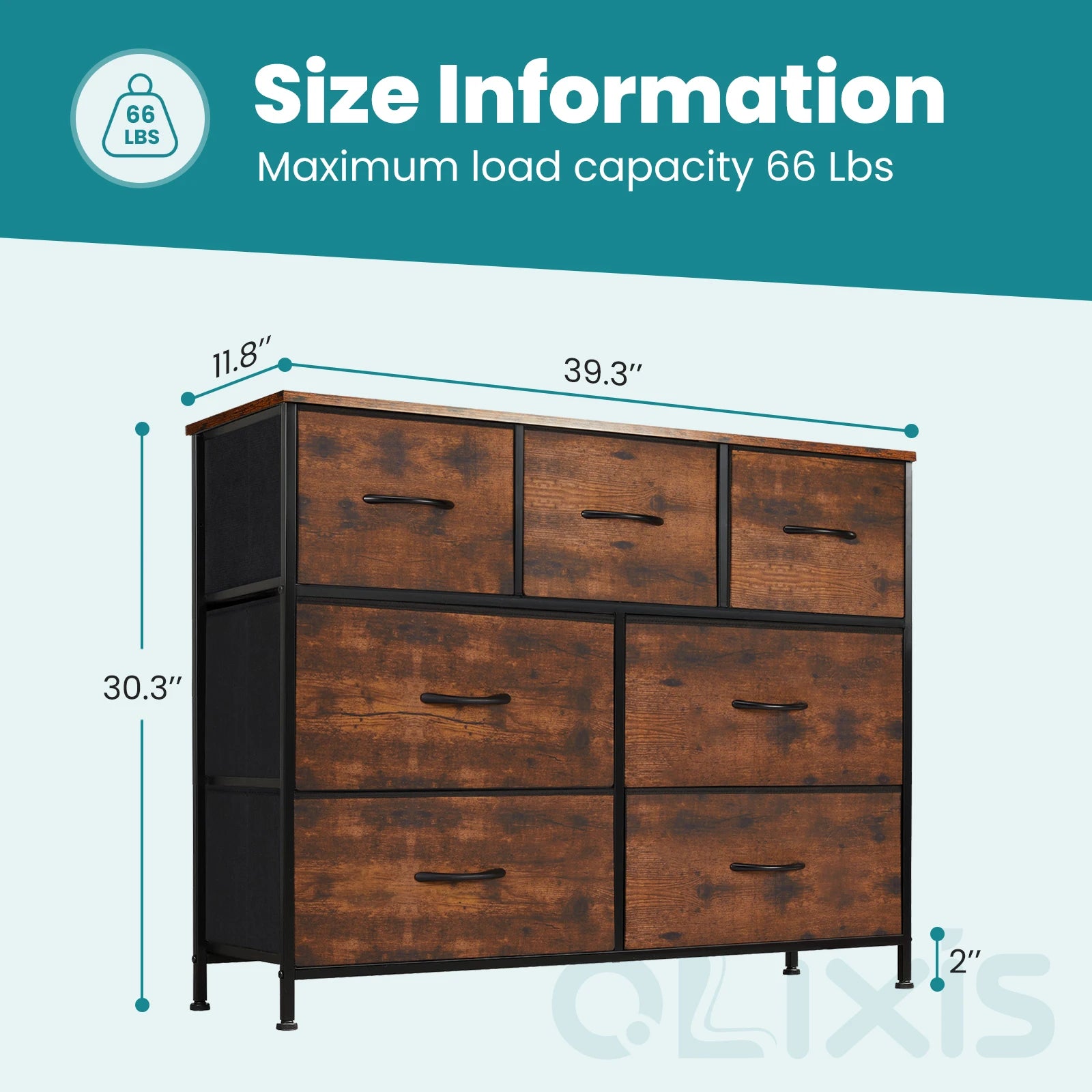 JHK 7-Drawer Fabric Storage Dresser