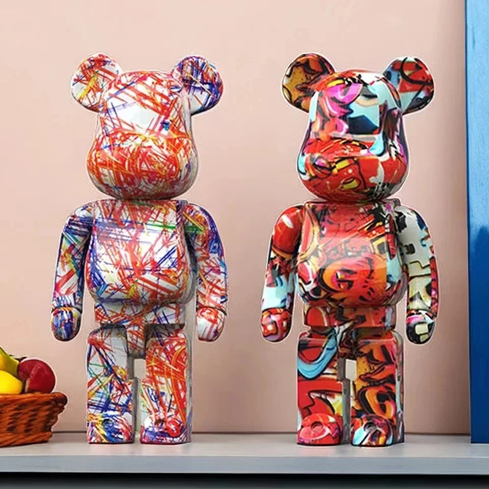 27cm Graffiti Bear Figurine – Abstract Home Decor & Money Jar