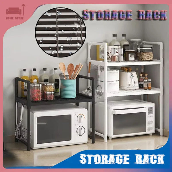 Multi-Layer Kitchen Storage Rack – Condiment & Microwave Organizer