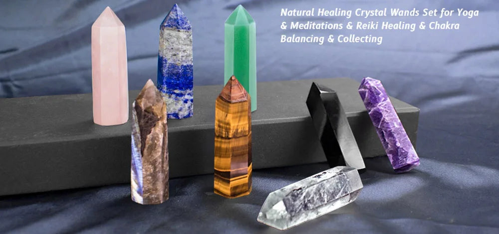 Natural Crystal Point Wands – Rose Quartz & Amethyst Mineral Decor