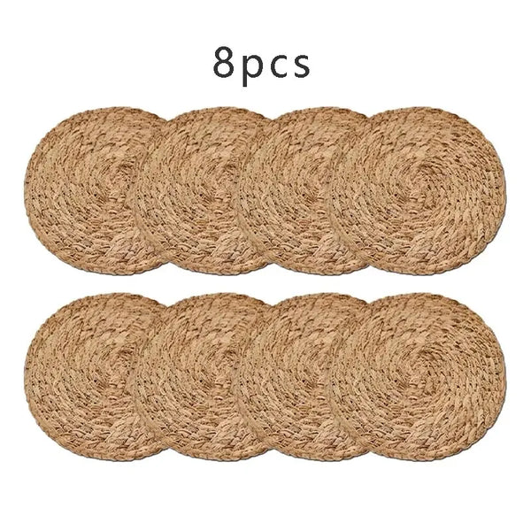 Pot Mats Handwoven Rattan Placemats Round Heat Insulation Mats Natural Woven Table Mats For Dining Home Wedding Decor