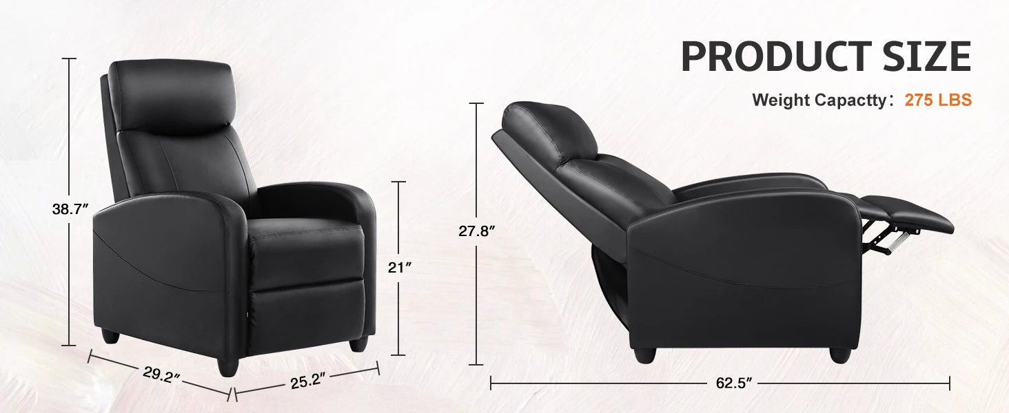 JHK Recliner Massage Sofa – Adjustable Fabric Living Room Chair