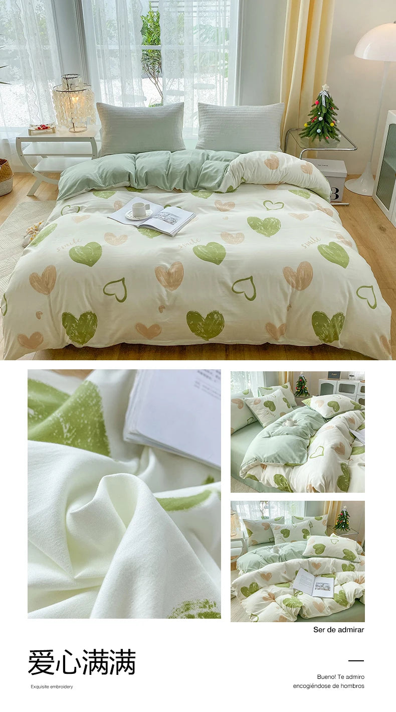 3-Piece Plant Print Duvet Set – Duvet Cover with Pillowcases