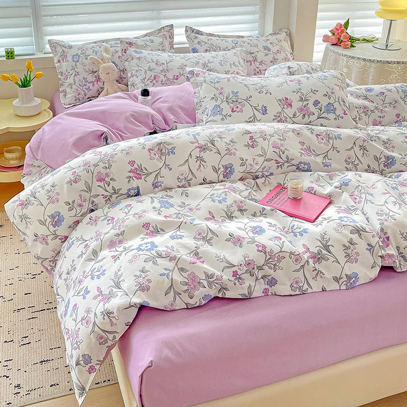 4-Piece Cotton Bedding Set – Fresh Girly Style Comforter Set