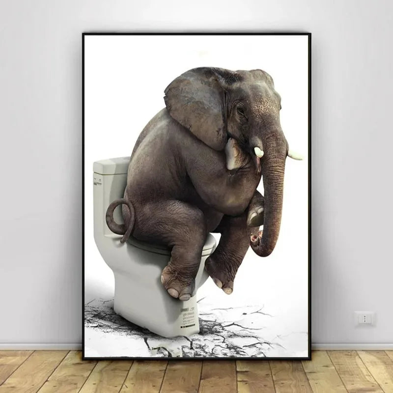 Nordic Animal Canvas – Dog, Elephant & Frog Minimalist Wall Art