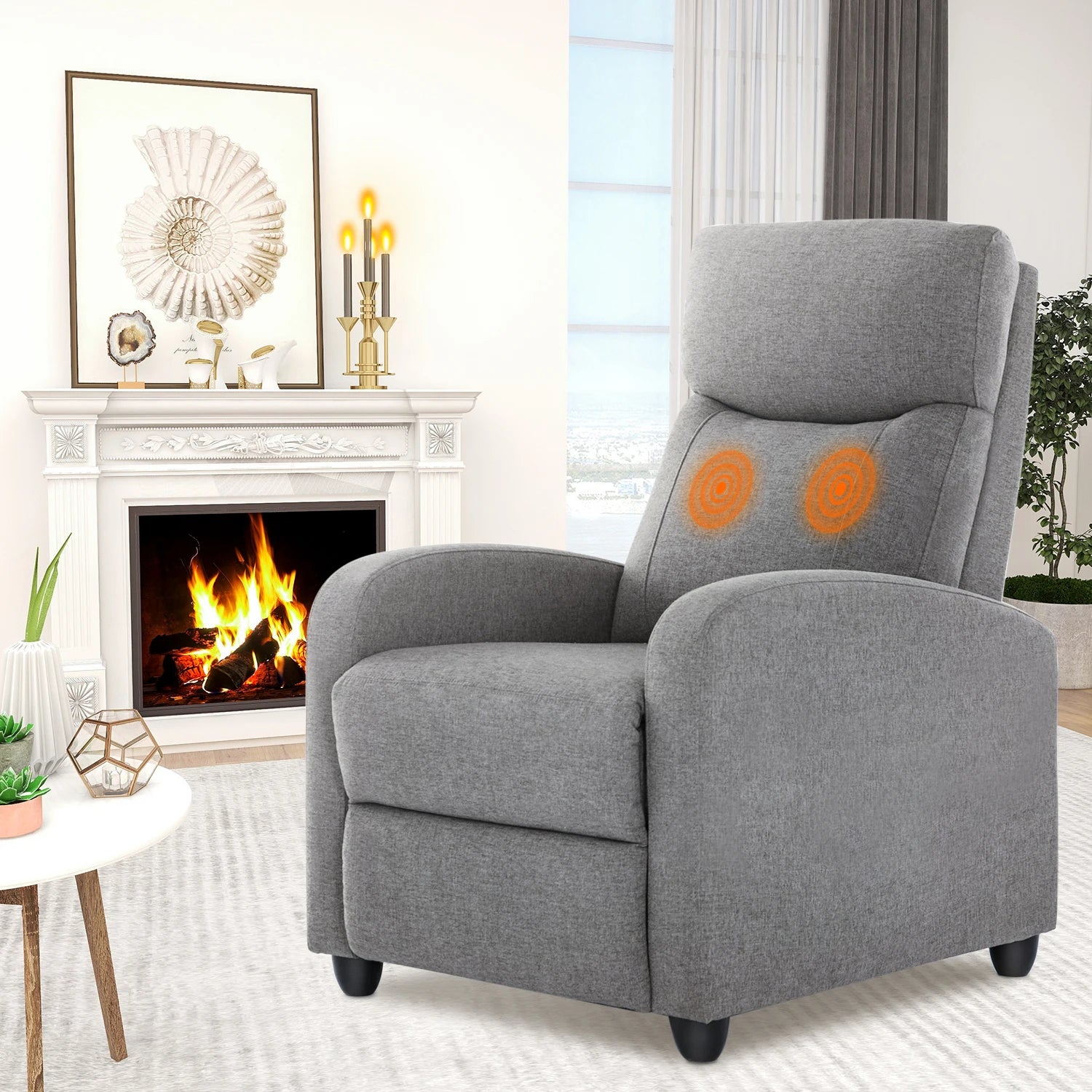 JHK Recliner Massage Sofa – Adjustable Fabric Living Room Chair