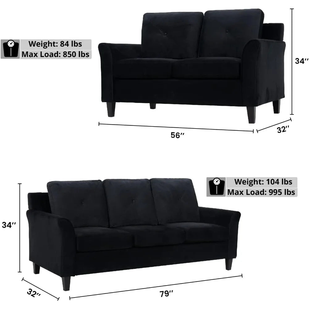 Button Tufted Sofa & Loveseat Set