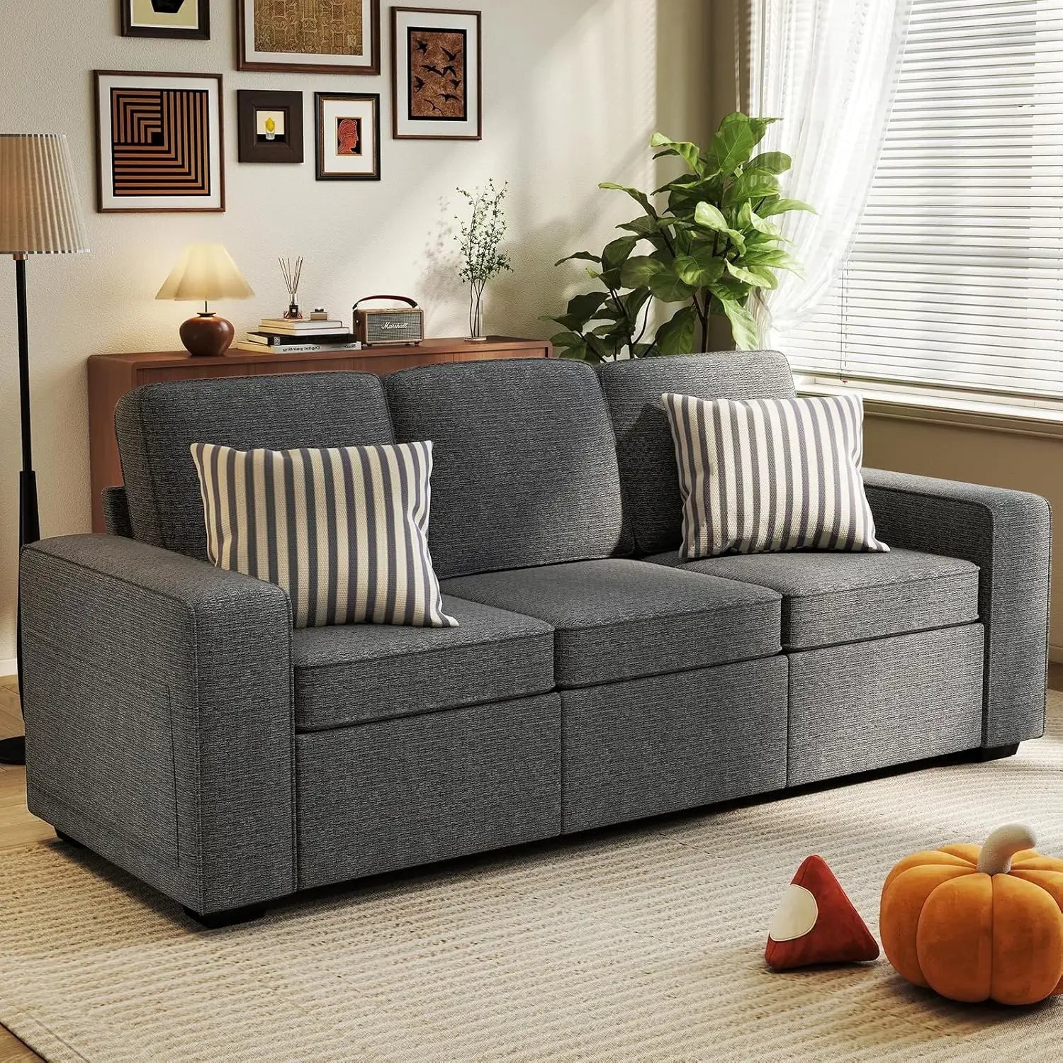 80" Modern 3-Seater Chenille Sofa