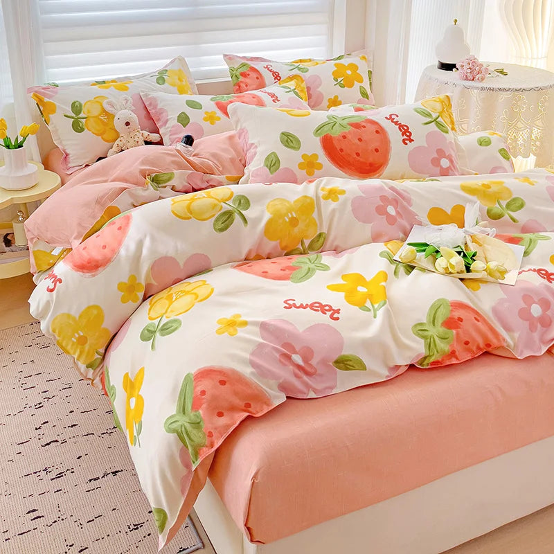 4-Piece Cotton Bedding Set – Fresh Girly Style Comforter Set