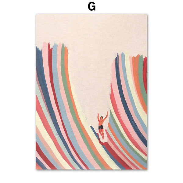 Beach Boho Canvas – Minimalist Surf & Sun Wall Art Print