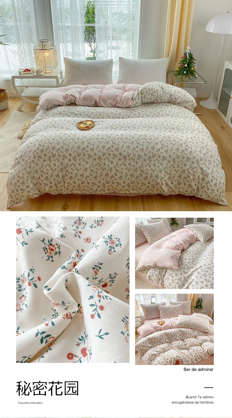 3-Piece Plant Print Duvet Set – Duvet Cover with Pillowcases
