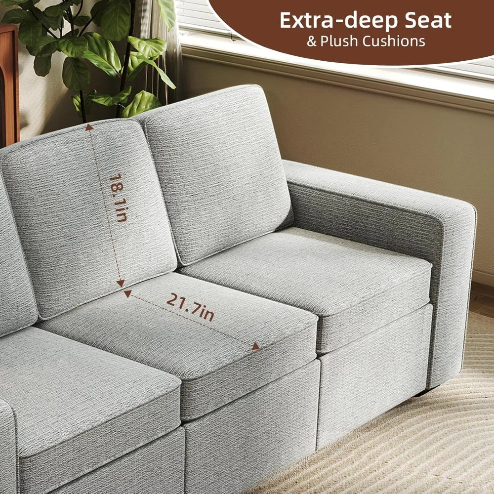 80" Modern 3-Seater Chenille Sofa