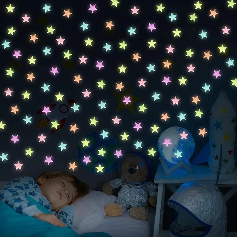 Glow-in-the-Dark Star Stickers – 3D Luminous Wall & Ceiling Decor