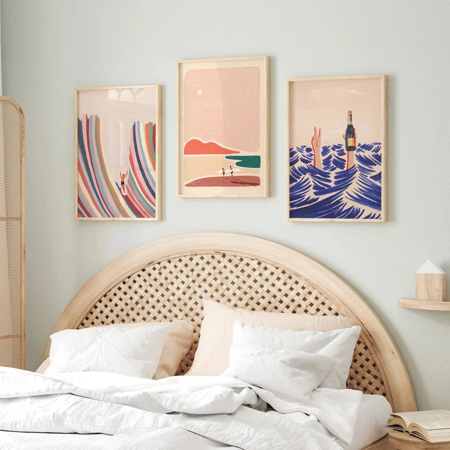 Beach Boho Canvas – Minimalist Surf & Sun Wall Art Print