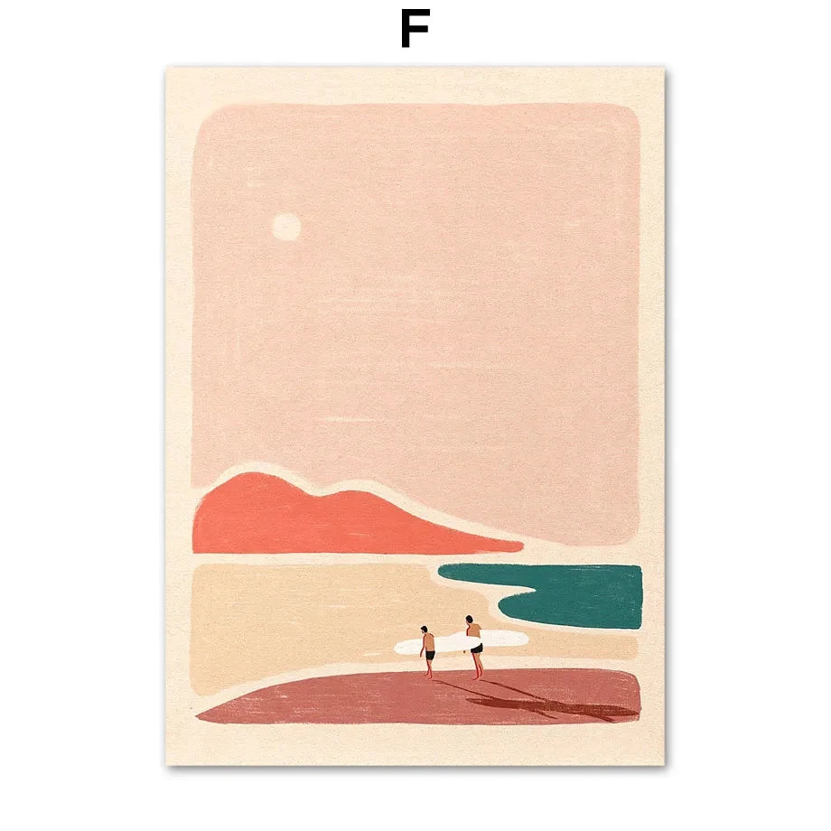 Beach Boho Canvas – Minimalist Surf & Sun Wall Art Print