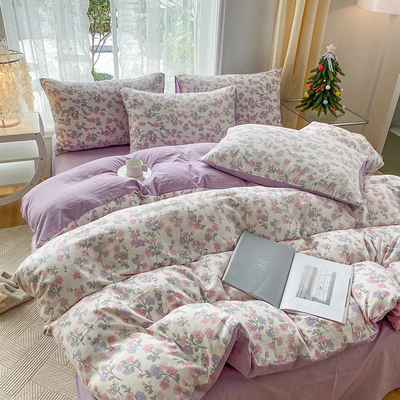 3-Piece Plant Print Duvet Set – Duvet Cover with Pillowcases