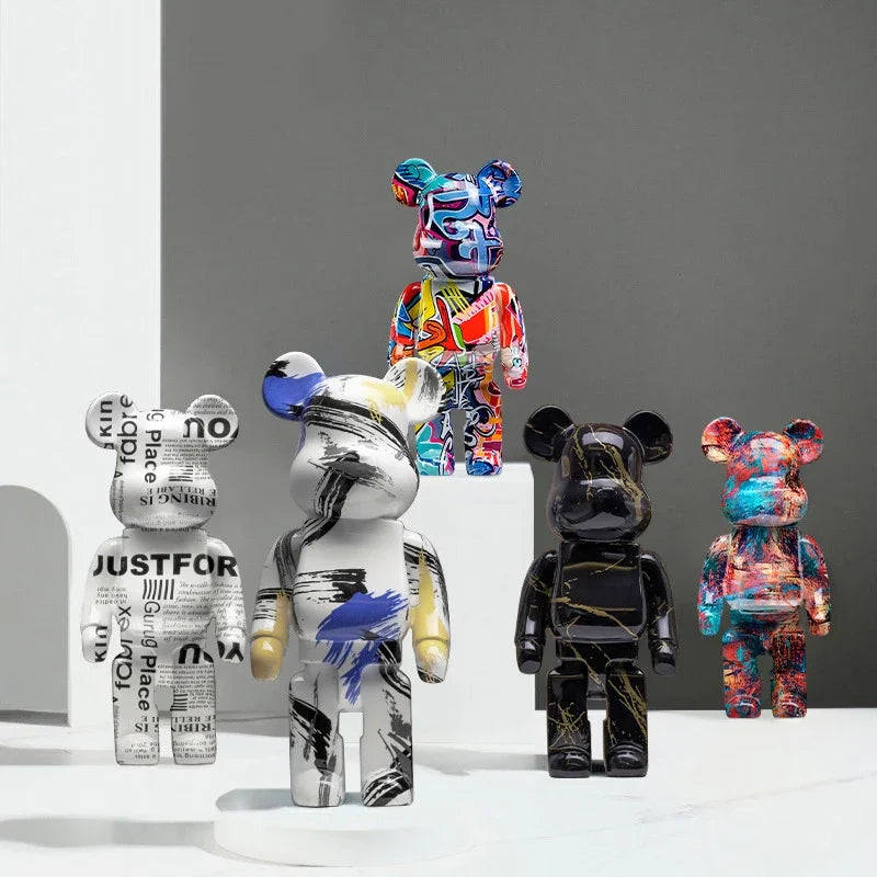 27cm Graffiti Bear Figurine – Abstract Home Decor & Money Jar