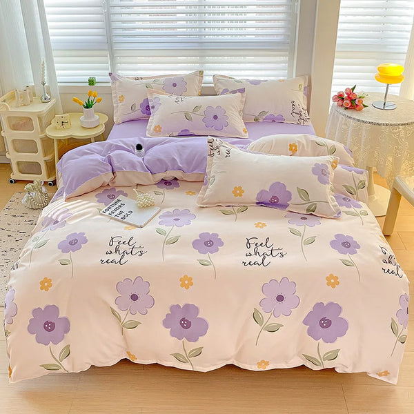 4-Piece Cotton Bedding Set – Fresh Girly Style Comforter Set