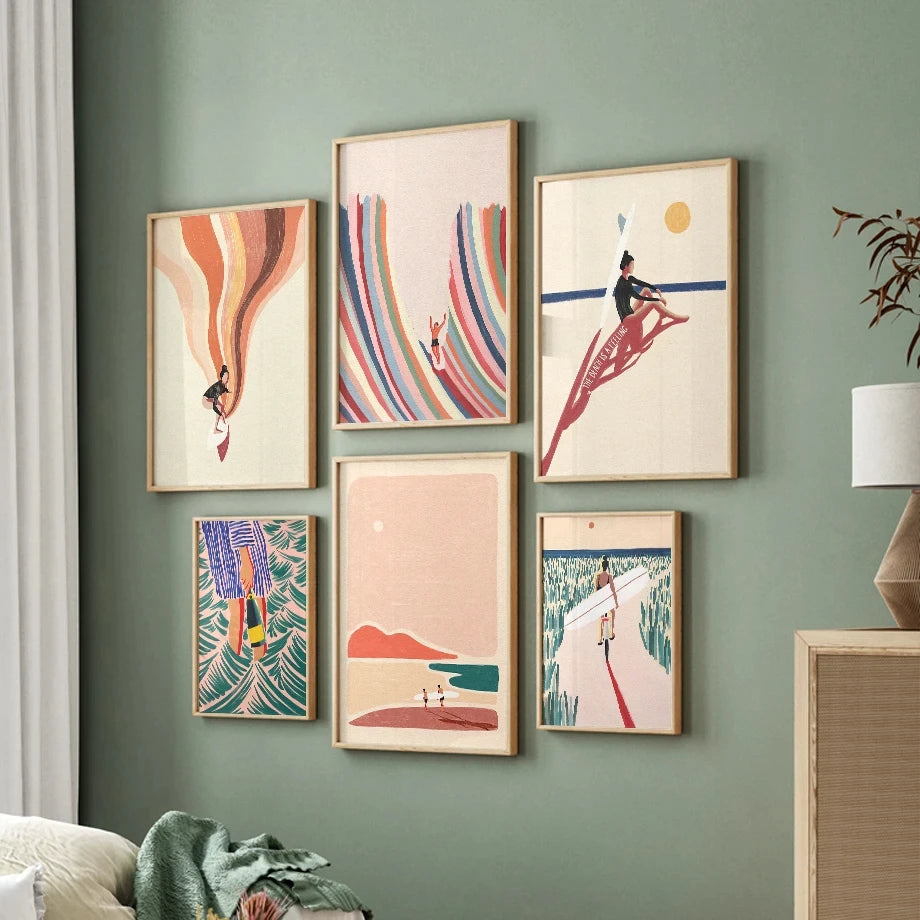 Beach Boho Canvas – Minimalist Surf & Sun Wall Art Print