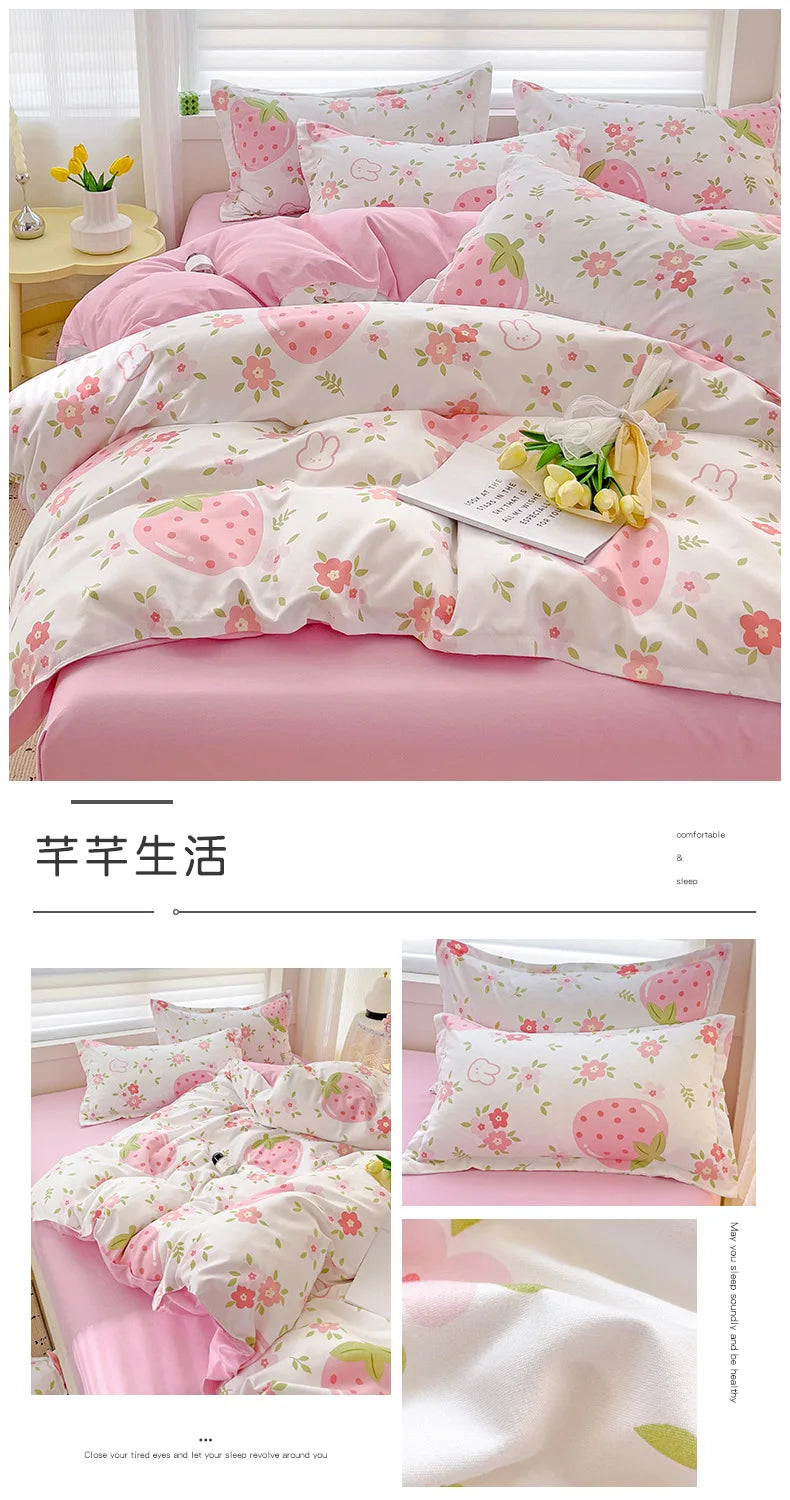4-Piece Cotton Bedding Set – Fresh Girly Style Comforter Set