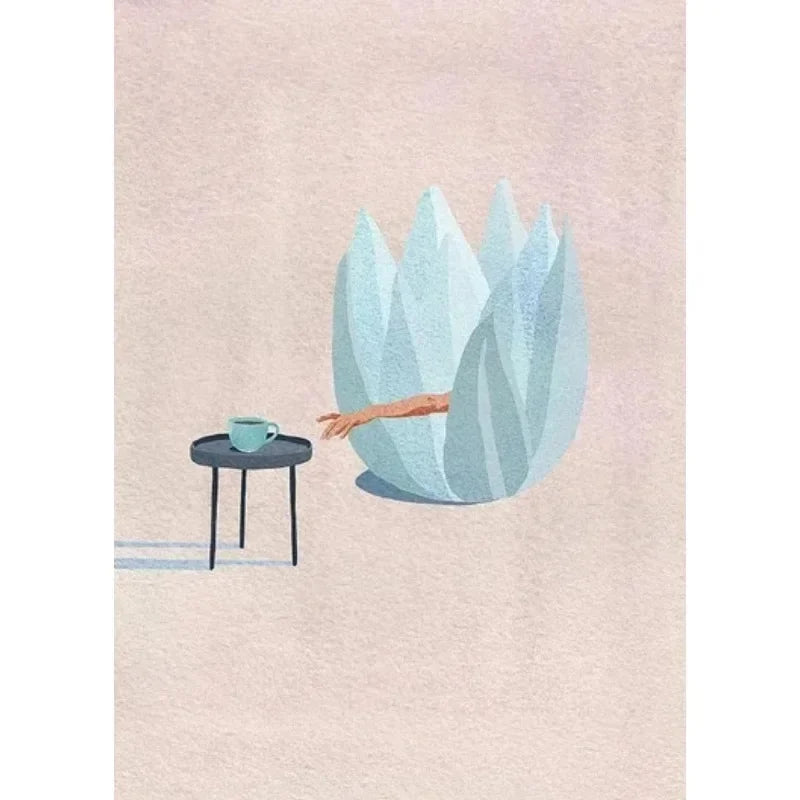 Nordic Beach Canvas – Minimalist Swim & Wine Wall Art Print